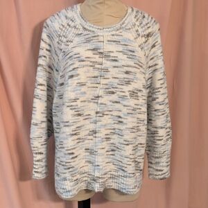 Ruby Rd. Women's Sweater - Winter White with Blue and Gray